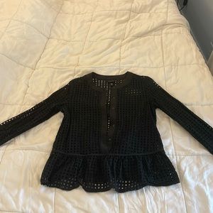 Who what wear black peplum long sleeve blouse, size XS